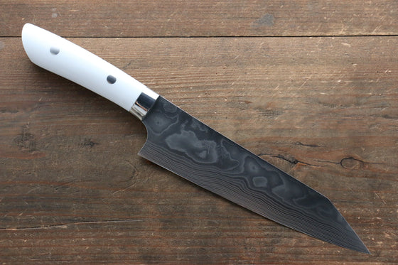 Takeshi Saji Coreless Diamond Finish Damascus Kiritsuke Gyuto 180mm White Stone Handle - Seisuke Knife