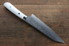 Takeshi Saji Coreless Diamond Finish Damascus Kiritsuke Gyuto 180mm White Stone Handle - Seisuke Knife - Slide 2