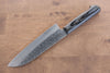 Yoshimi Kato VG10 Hammered Damascus Santoku 170mm with Black Pakkawood Handle - Seisuke Knife - Slide 2