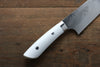 Takeshi Saji Coreless Diamond Finish Damascus Kiritsuke Gyuto 180mm White Stone Handle - Seisuke Knife - Slide 5