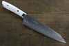 Takeshi Saji SRS13 Hammered Damascus Gyuto 210mm White Stone Handle - Seisuke Knife - Slide 1