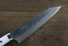 Takeshi Saji SRS13 Hammered Damascus Gyuto 210mm White Stone Handle - Seisuke Knife - Slide 5