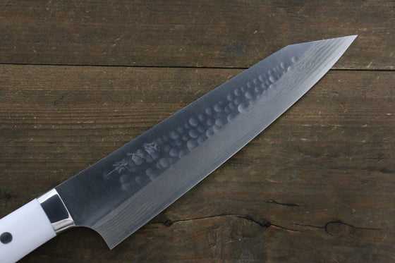 Takeshi Saji SRS13 Hammered Damascus Gyuto 210mm White Stone Handle - Seisuke Knife