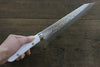 Takeshi Saji SRS13 Hammered Damascus Gyuto 210mm White Stone Handle - Seisuke Knife - Slide 8