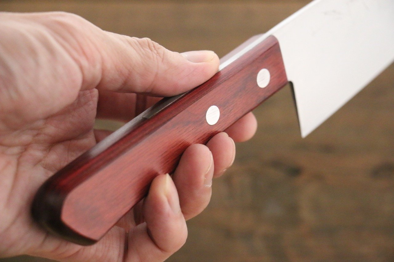 Shigeki Tanaka VG10 17 Layer Damascus Santoku 165mm Red Pakka wood Handle - Seisuke Knife