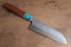 Yu Kurosaki Senko SG2 Hammered Santoku 165mm with Shitan & Turquoise Handle - Seisuke Knife - Slide 1