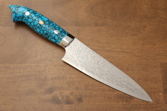 Takeshi Saji SG2 Diamond Finish Petty-Utility 150mm Blue Turquoise Handle - Seisuke Knife