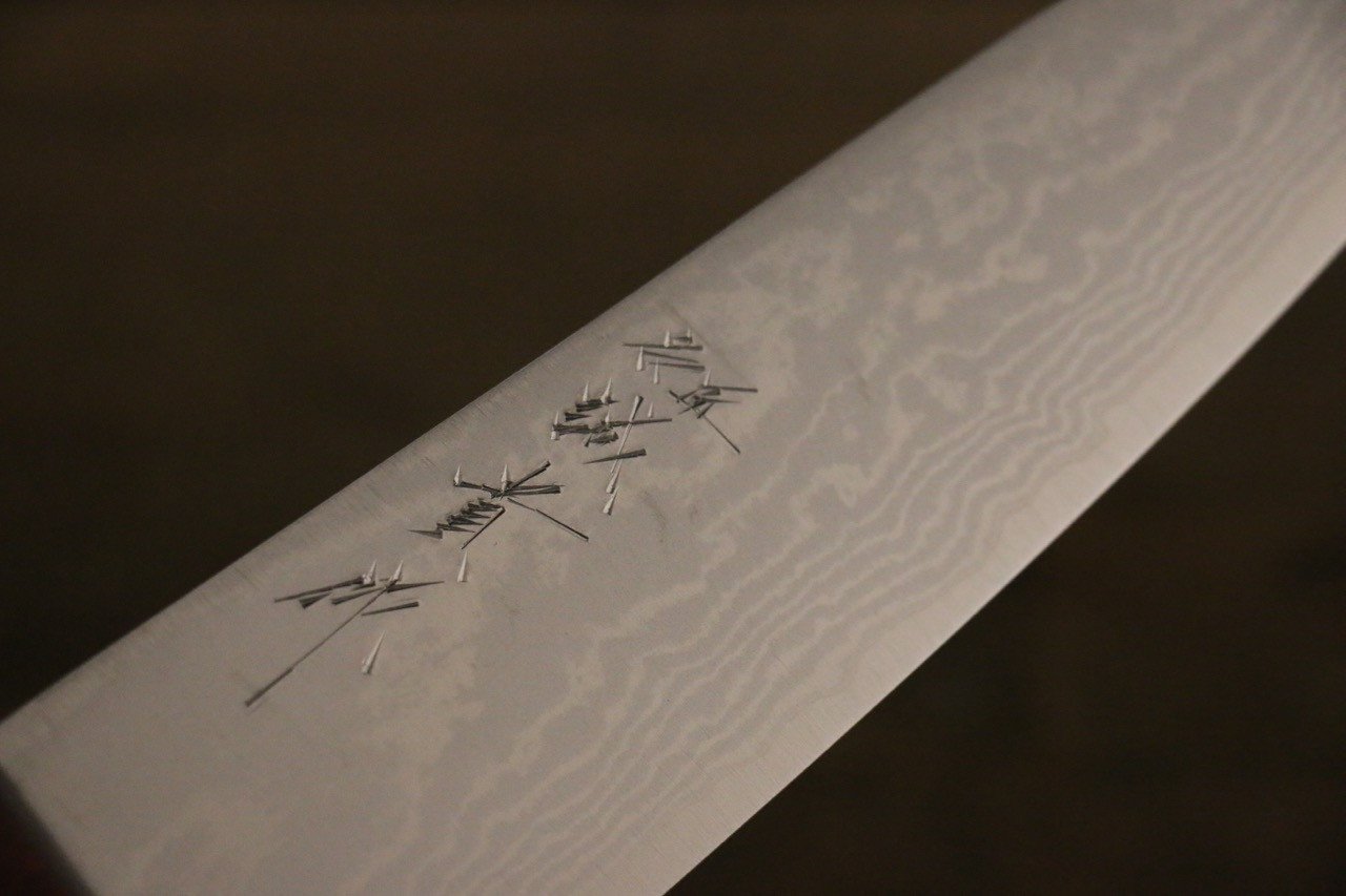 Shigeki Tanaka VG10 17 Layer Damascus Santoku 165mm Red Pakka wood Handle - Seisuke Knife