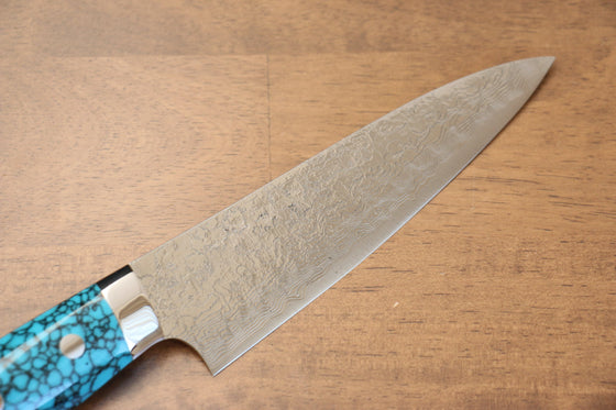 Takeshi Saji SG2 Diamond Finish Petty-Utility 150mm Blue Turquoise Handle - Seisuke Knife