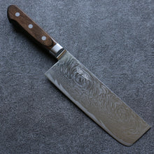  Seisuke Nami AUS10 Mirrored Finish Damascus Nakiri 165mm Brown Pakka wood Handle - Seisuke Knife