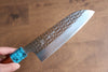 Yu Kurosaki Senko SG2 Hammered Santoku 165mm with Shitan & Turquoise Handle - Seisuke Knife - Slide 4