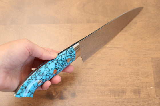 Takeshi Saji SG2 Diamond Finish Petty-Utility 150mm Blue Turquoise Handle - Seisuke Knife