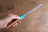 Yu Kurosaki Senko SG2 Hammered Santoku 165mm with Shitan & Turquoise Handle - Seisuke Knife - Slide 7