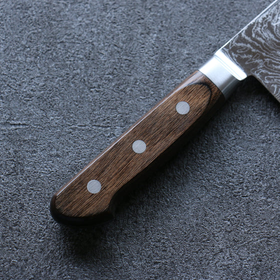 Seisuke Nami AUS10 Mirrored Finish Damascus Nakiri 165mm Brown Pakka wood Handle - Seisuke Knife