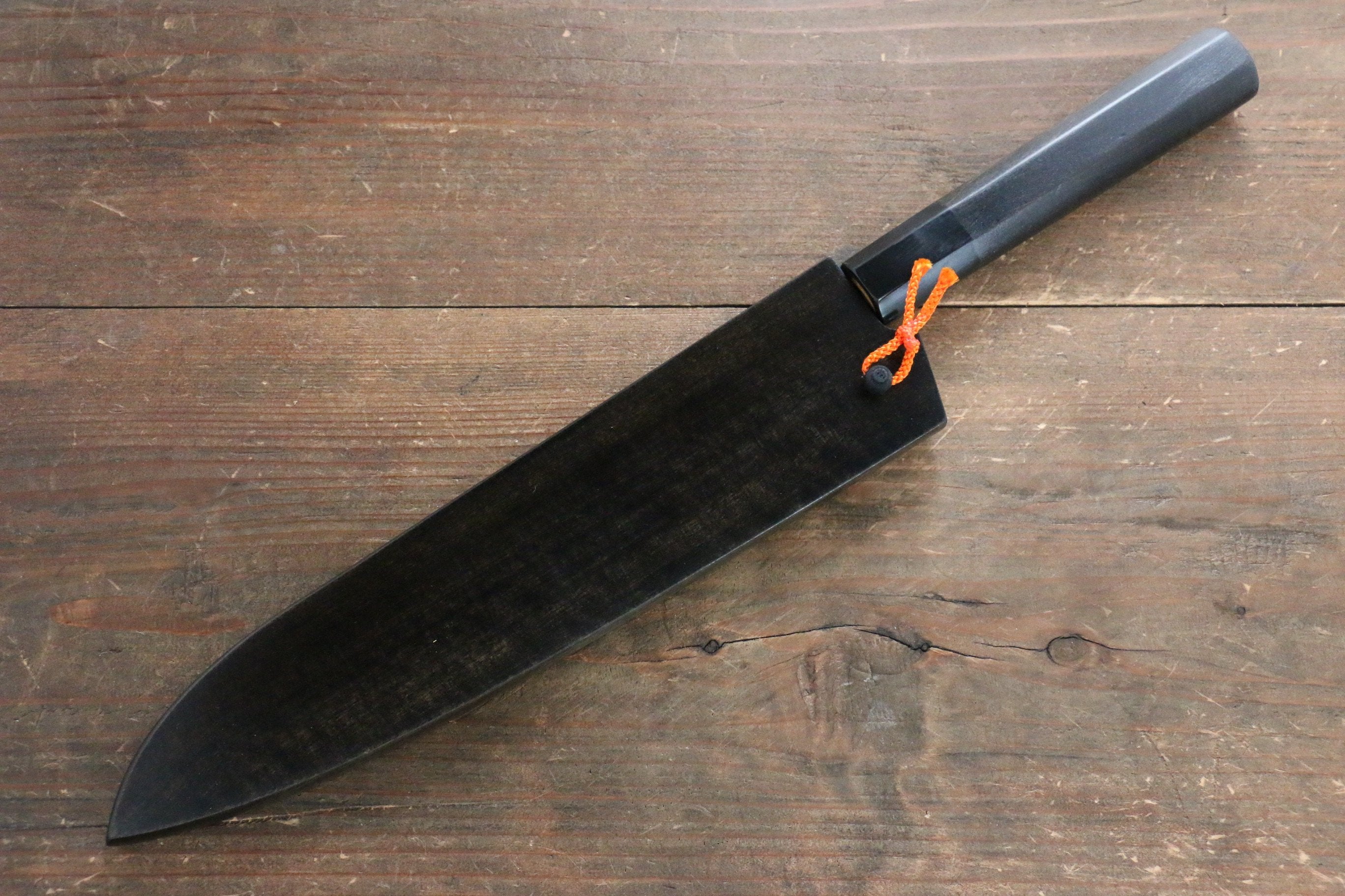 Yoshimi Kato VG10 Damascus Gyuto 210mm with Black Lacquered Handle with Saya - Seisuke Knife