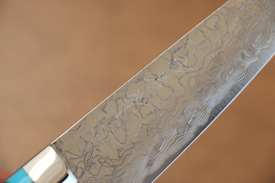 Takeshi Saji SG2 Diamond Finish Petty-Utility 130mm Blue Turquoise Handle - Seisuke Knife