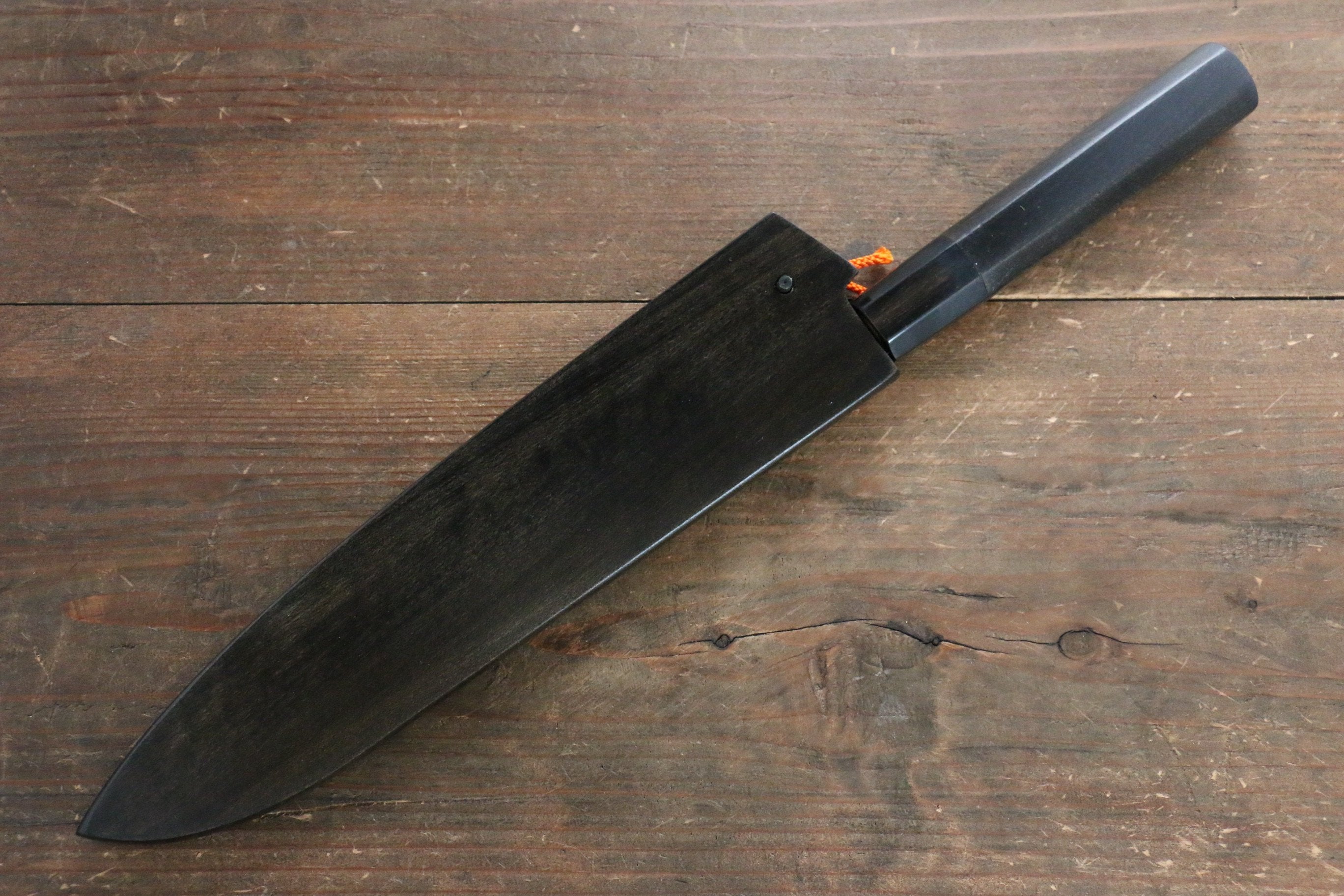 Yoshimi Kato VG10 Damascus Gyuto 210mm with Black Lacquered Handle with Saya - Seisuke Knife