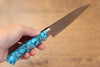 Takeshi Saji SG2 Diamond Finish Petty-Utility 130mm Blue Turquoise Handle - Seisuke Knife - Slide 7