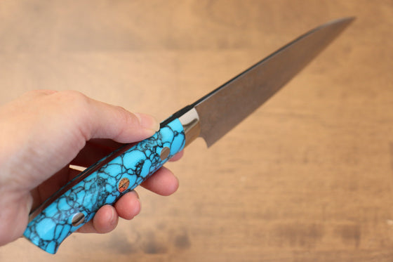 Takeshi Saji SG2 Diamond Finish Petty-Utility 130mm Blue Turquoise Handle - Seisuke Knife