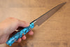 Takeshi Saji SG2 Diamond Finish Petty-Utility 130mm Blue Turquoise Handle - Seisuke Knife - Slide 8