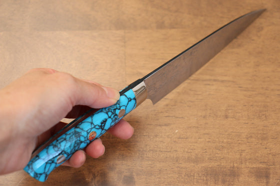 Takeshi Saji SG2 Diamond Finish Petty-Utility 130mm Blue Turquoise Handle - Seisuke Knife