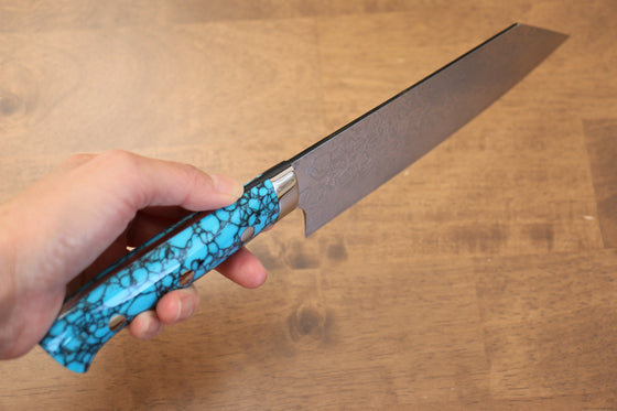 Takeshi Saji SG2 Diamond Finish Bunka 170mm Blue Turquoise Handle - Seisuke Knife