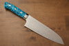 Takeshi Saji SG2 Diamond Finish Santoku 180mm Blue Turquoise Handle - Seisuke Knife - Slide 1