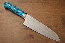  Takeshi Saji SG2 Diamond Finish Santoku 180mm Blue Turquoise Handle - Seisuke Knife