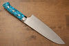 Takeshi Saji SG2 Diamond Finish Santoku 180mm Blue Turquoise Handle - Seisuke Knife - Slide 2