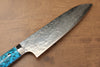 Takeshi Saji SG2 Diamond Finish Santoku 180mm Blue Turquoise Handle - Seisuke Knife - Slide 3