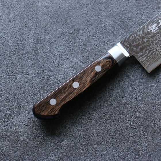 Seisuke Nami AUS10 Mirrored Finish Damascus Gyuto 210mm with Brown Pakkawood Handle - Seisuke Knife