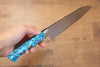 Takeshi Saji SG2 Diamond Finish Santoku 180mm Blue Turquoise Handle - Seisuke Knife - Slide 7