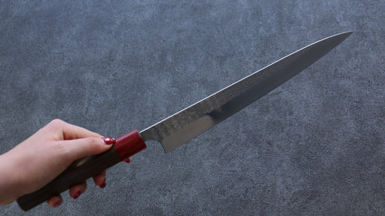 Yoshimi Kato Minamo SG2 Hammered Sujihiki 270mm with Shitan & Red Pakka wood Handle - Seisuke Knife