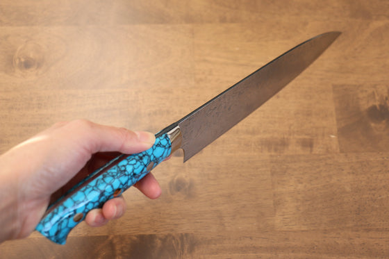 Takeshi Saji SG2 Diamond Finish Gyuto 210mm Blue Turquoise Handle - Seisuke Knife