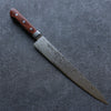 Seisuke Mokusei ZA-18 Mirrored Finish Damascus Sujihiki 240mm Brown Pakka wood Handle - Seisuke Knife