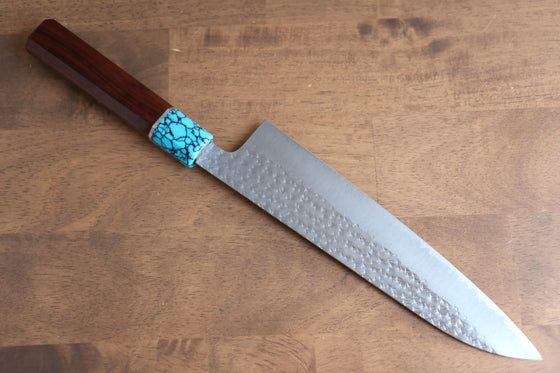 Yu Kurosaki Senko SG2 Hammered Gyuto 210mm with Turquoise & Shitan Handle - Seisuke Knife