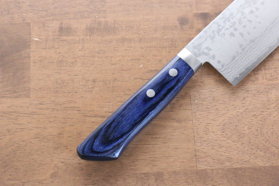 Kunihira Sairyu VG10 Damascus Nakiri 165mm Blue Pakka wood Handle - Seisuke Knife