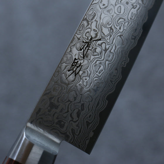 Seisuke Mokusei ZA-18 Mirrored Finish Damascus Sujihiki 240mm Brown Pakka wood Handle - Seisuke Knife