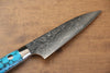 Takeshi Saji SG2 Diamond Finish Petty-Utility 90mm Blue Turquoise Handle - Seisuke Knife - Slide 3