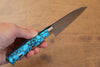 Takeshi Saji SG2 Diamond Finish Petty-Utility 90mm Blue Turquoise Handle - Seisuke Knife - Slide 7