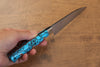 Takeshi Saji SG2 Diamond Finish Petty-Utility 90mm Blue Turquoise Handle - Seisuke Knife - Slide 8