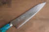 Yu Kurosaki Senko Ei SG2 Hammered Gyuto 210mm Blue Green Acrylic Handle - Seisuke Knife - Slide 3