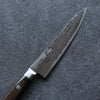 Seisuke Nami AUS10 Mirrored Finish Damascus Petty-Utility 135mm Brown Pakka wood Handle - Seisuke Knife - Slide 3