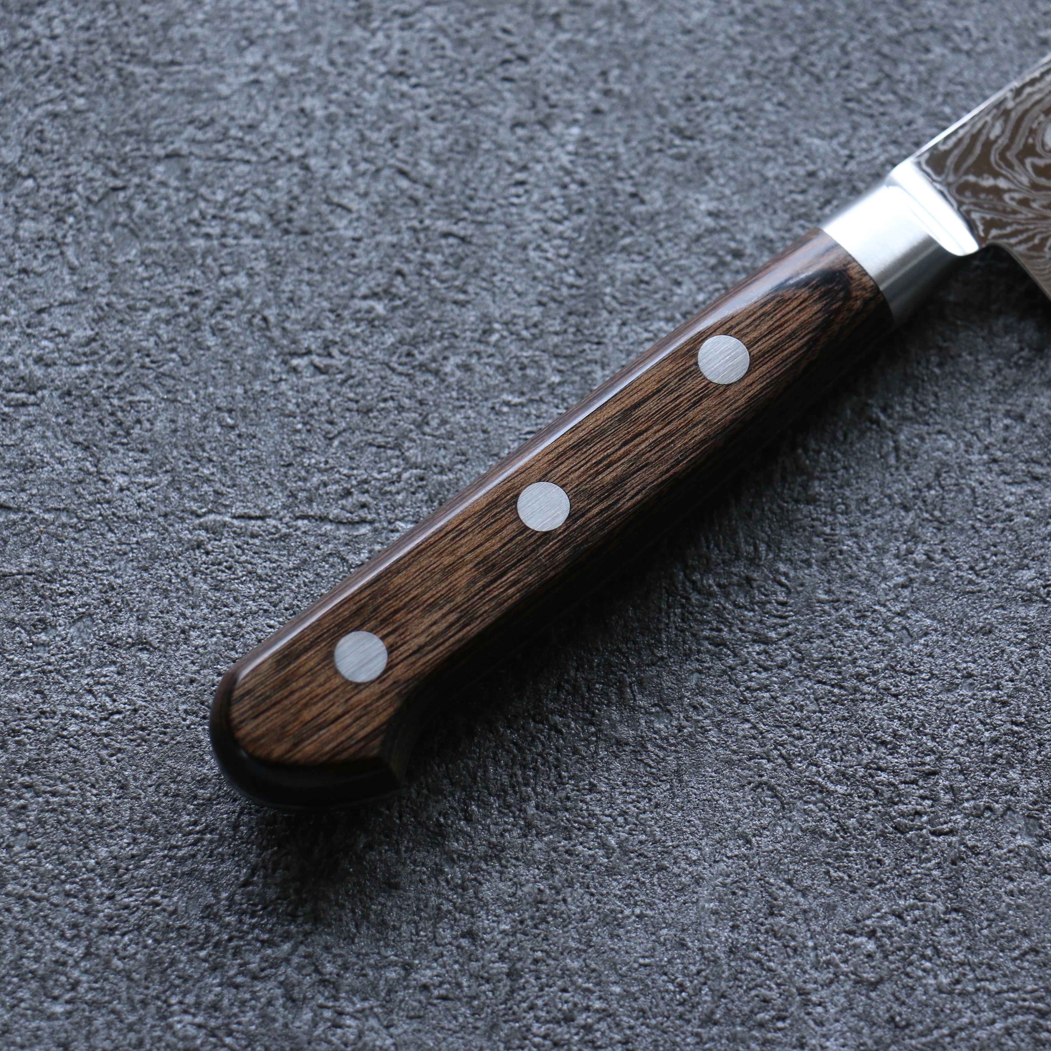 Seisuke Nami AUS10 Migaki Damascus Petty-Utility 135mm Brown Pakkawood Handle - Seisuke Knife