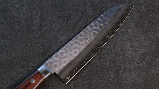 Seisuke Swedish Steel-stn Hammered Santoku 165mm Mahogany Handle - Seisuke Knife