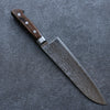 Seisuke Nami AUS10 Mirrored Finish Damascus Santoku 180mm Brown Pakka wood Handle - Seisuke Knife