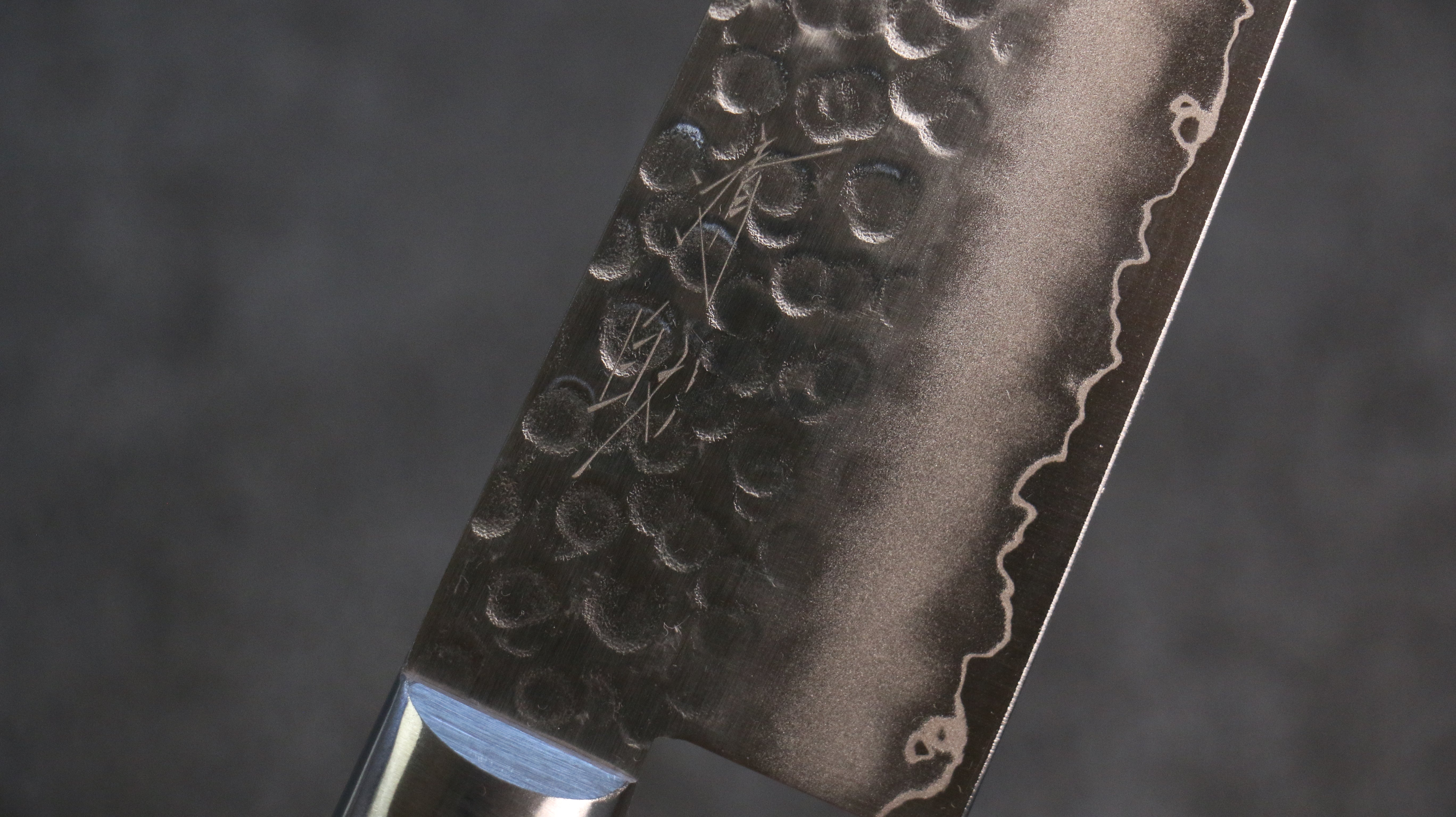 Seisuke Swedish Steel-stn Hammered Santoku 165mm Mahogany Handle - Seisuke Knife