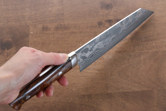 Takeshi Saji VG10 Black Damascus Bunka 180mm Ironwood Handle - Seisuke Knife