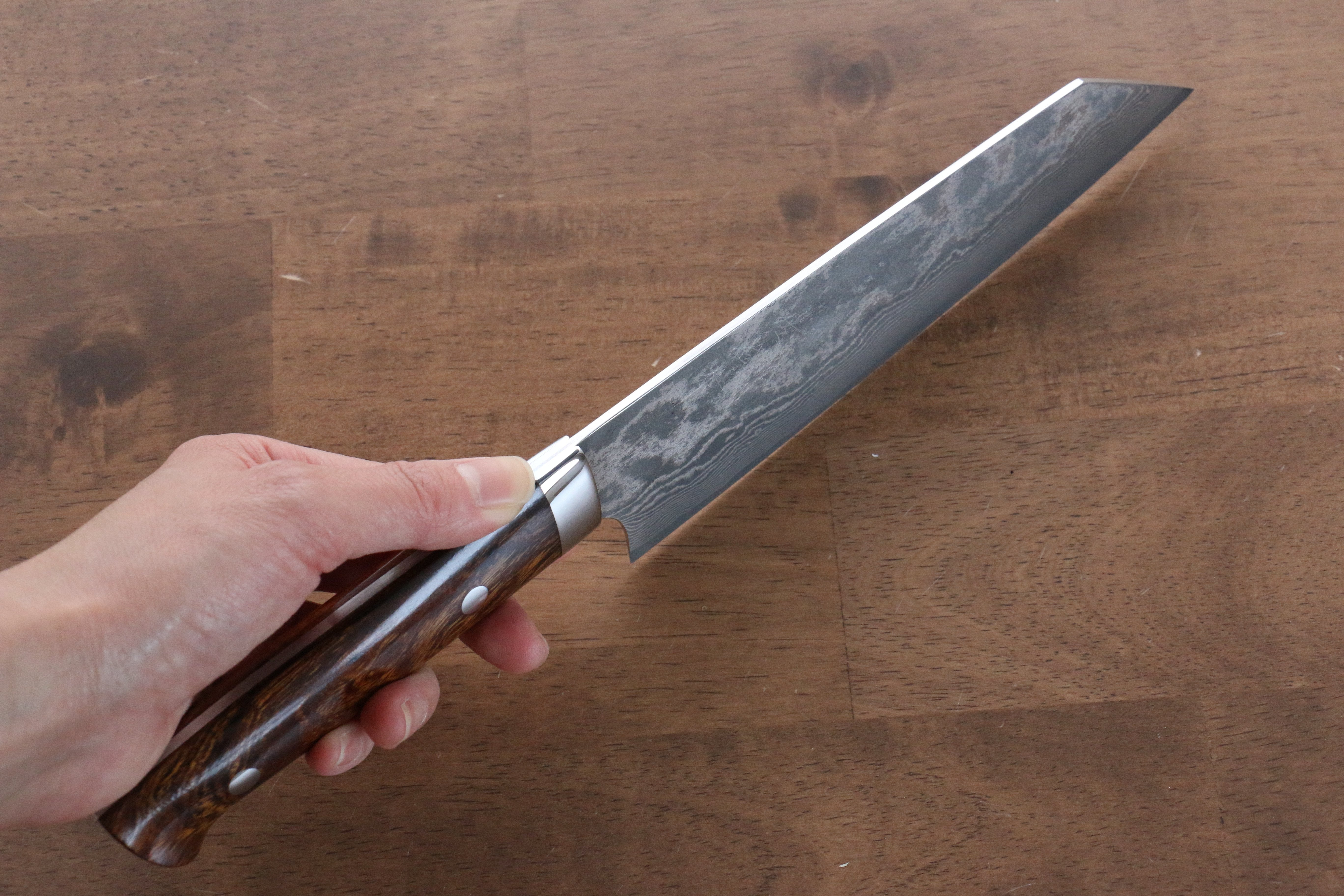Takeshi Saji VG10 Black Damascus Bunka 180mm Ironwood Handle - Seisuke Knife