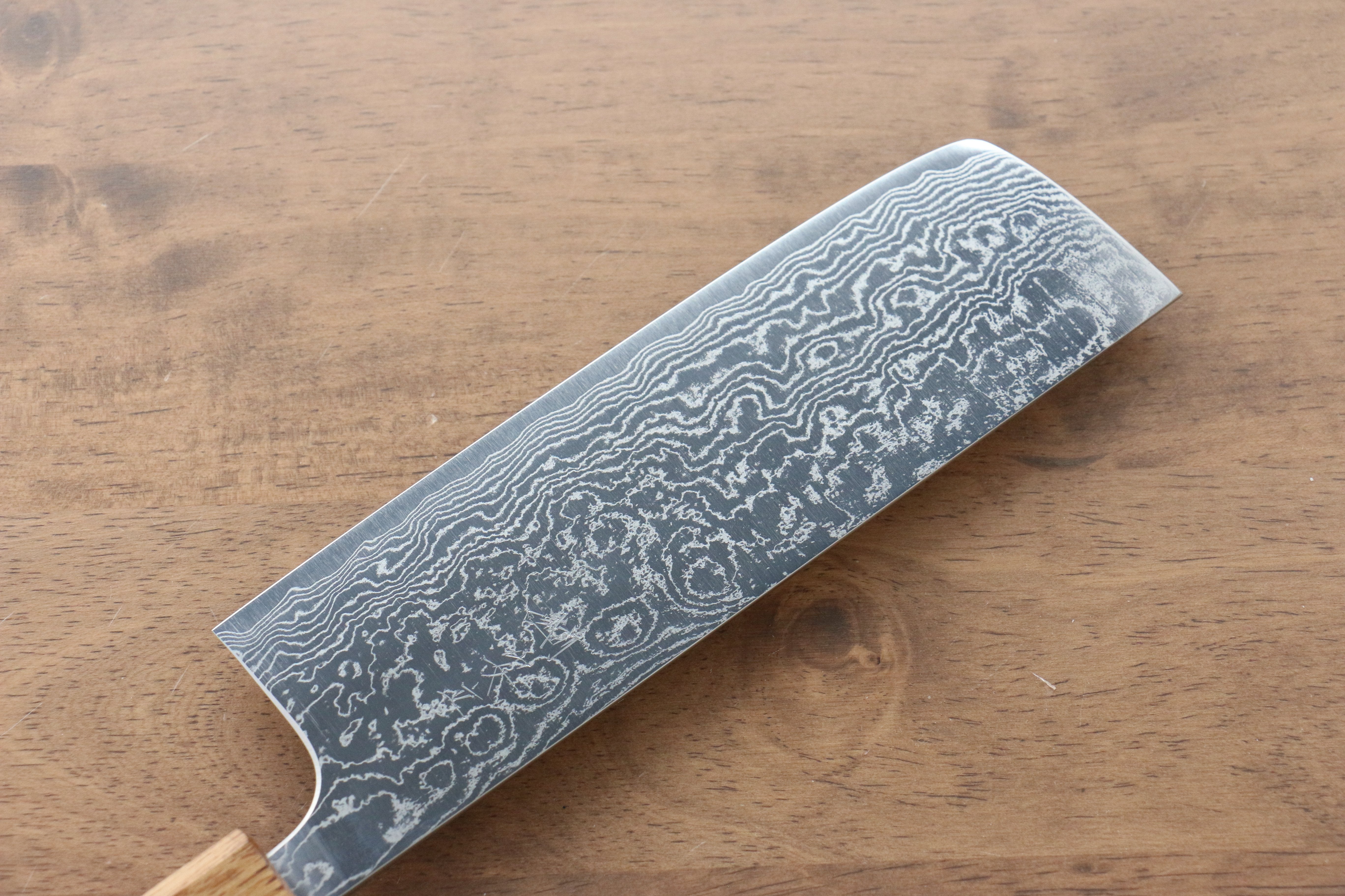 Anryu VG10 Migaki Finished Damascus Nakiri 165mm Burnt Oak Handle - Seisuke Knife
